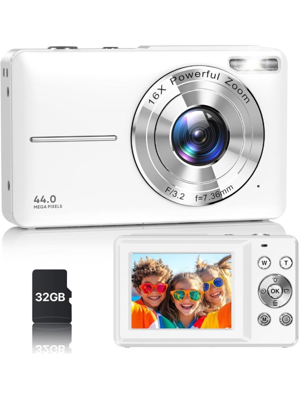 FHD 1080P Digital Camera for Teens & Kids, Compact Point & Shoot, 16X Zoom
